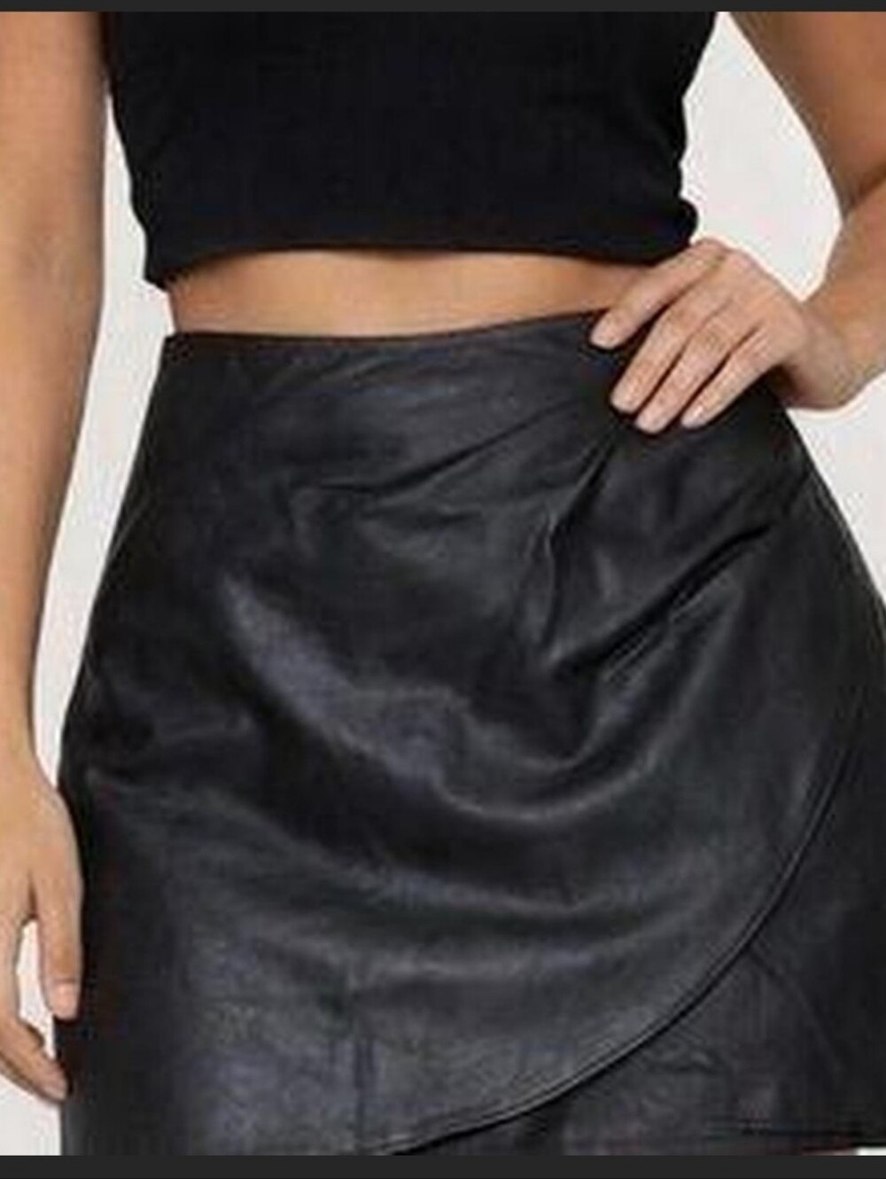 Abercombie Women's Faux Leather Wrap Mini Skirt - Black